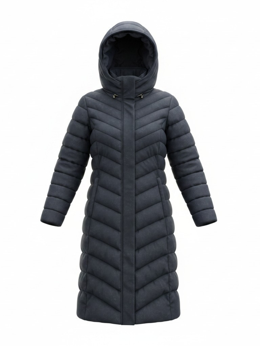 Patagonia Women's Long Hooded Puffer Coat in Dark Gray